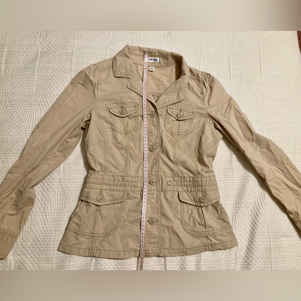 St.John Bay Womens Lightweight Utility Jacket Safari Khaki Cotton Size Small